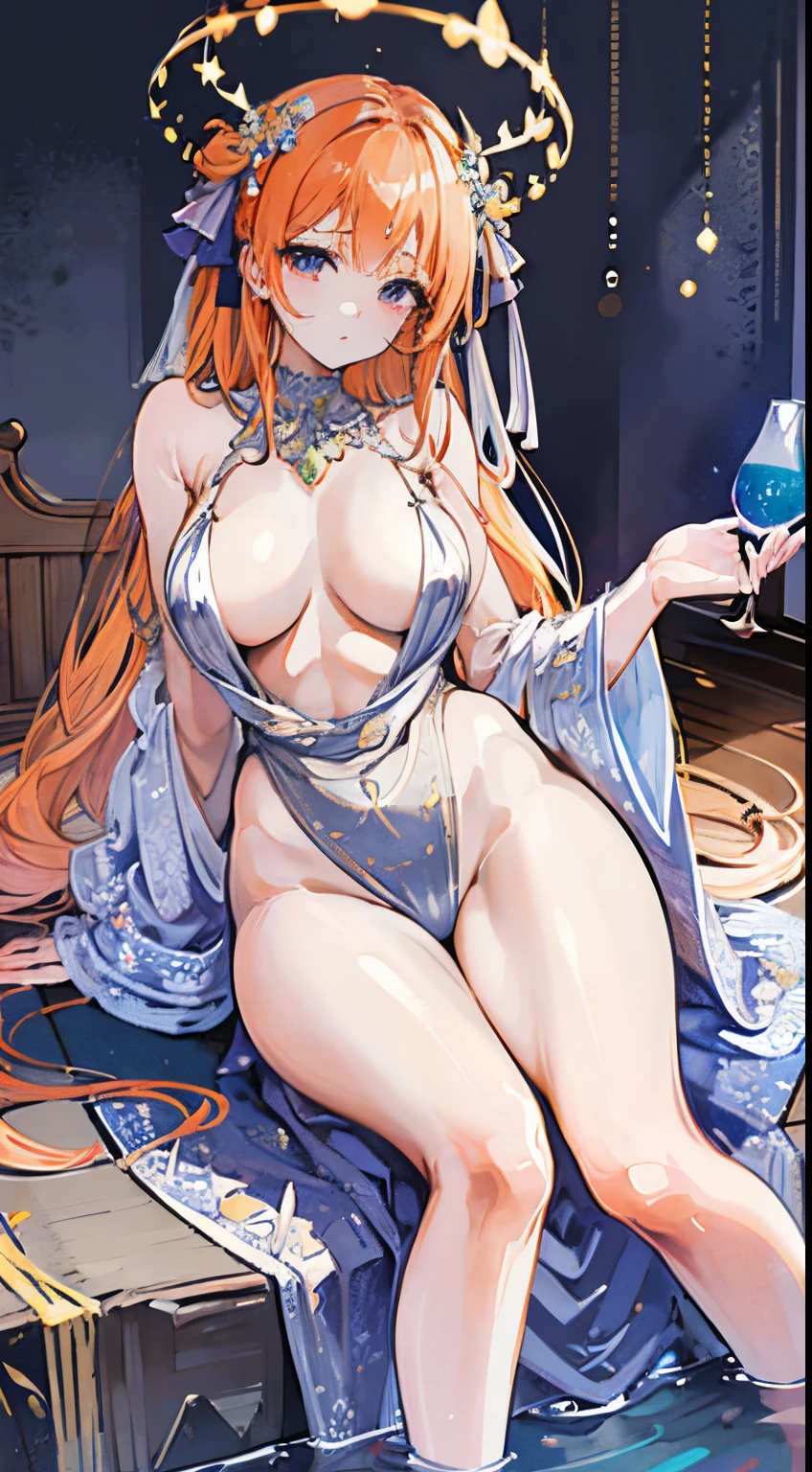 28
(Enrich the picture,Masterpiece level quality)Beautiful 8K CG artwork,Goddess-like posture,sittinng on the river,Postural exercises,Slim and soft,Translucent skin,orange hair、The beauty of extra-long hair, Super Long Straight Hair,The skin fair and juicy,Underwear uniforms,Perspective Part 1.2x enhanced silhouette effect,Exquisite transparent blue pattern in pajamas,The details are intricate and exquisite,The background slightly blurred,Charming and lustful leg seduction,Drool,Extra-large big breastlush,Japan goddess,Perfect body slim curves,Scene by the sea,