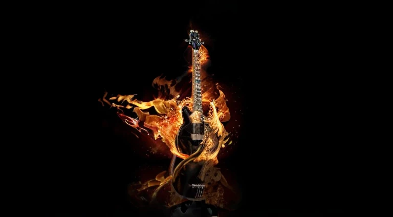 Fire guitar, 4k image