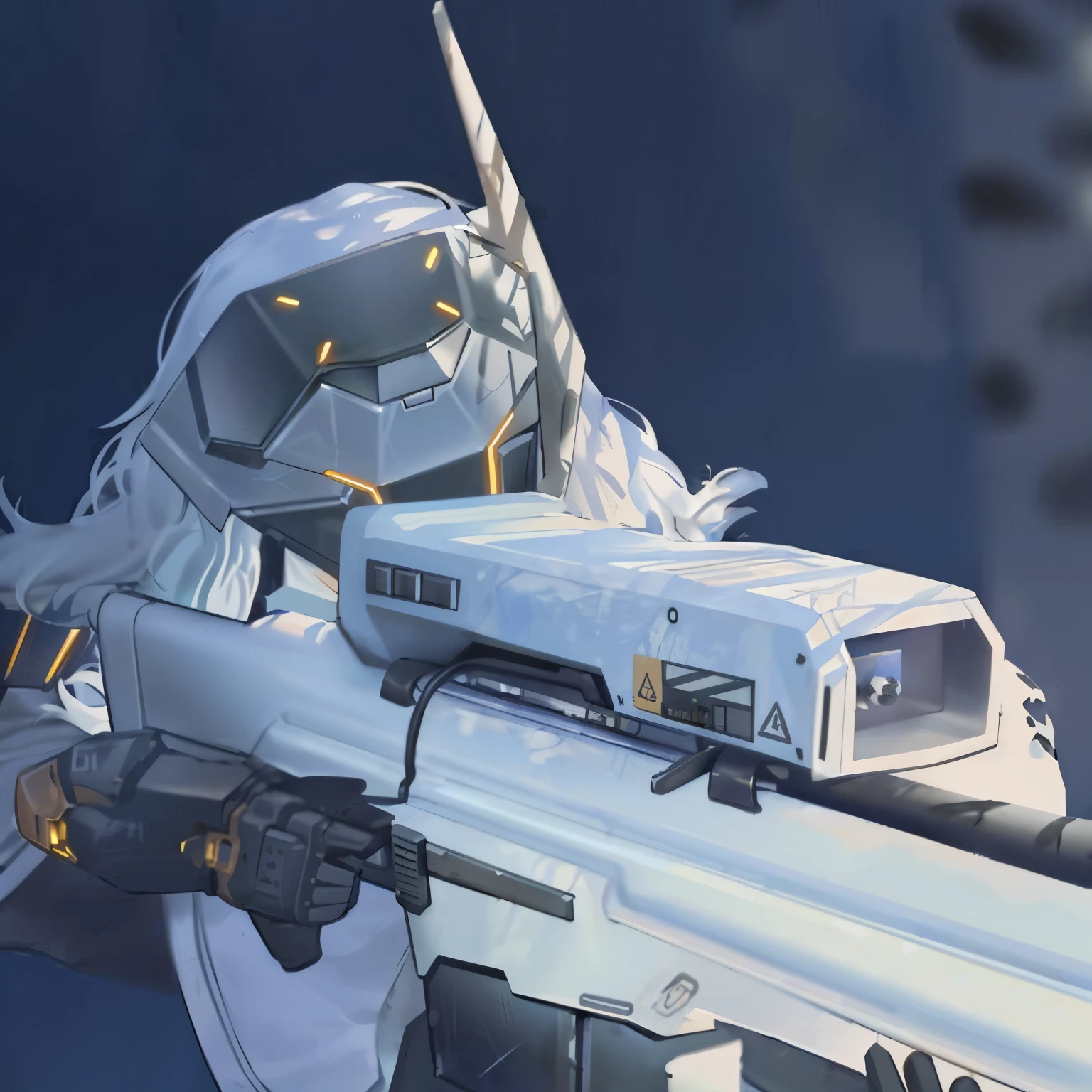 close-up of a black and white robot with a gun, Echo from Overwatch, from overwatch, Tau Queen concept art, Primordial concept art, Ethereal & Mecha Theme, Concept-artstyle, Frostbite 3 visualized, omen from valorant, Overwatch Style, Ferra White Mecha, Popular on ArtStationHQ, Valorant Style