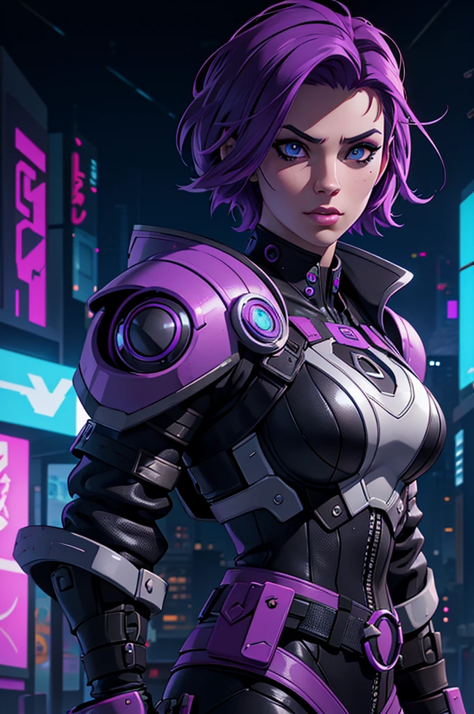 Create a UV Textures with the following characteristics: “Beautiful cyberpunk princess, dressed in armor, short hair” | hyper-realistic | very detailed face | extremely detailed | 16k