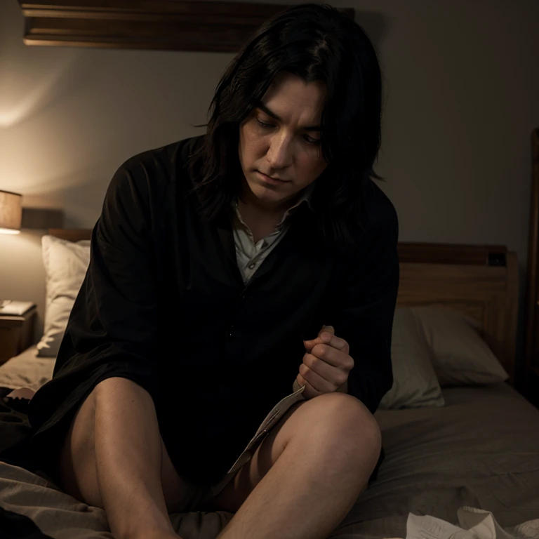 Young Severus Snape, sad, angry, in bed