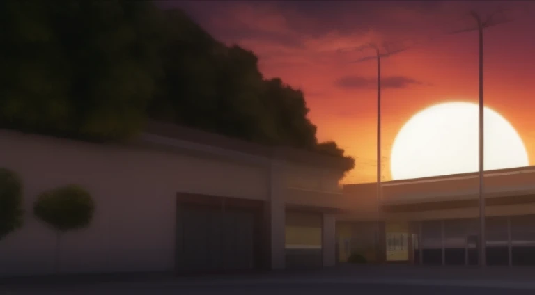 Cartoon scene of cars parked in parking lot after landing, Watching the sun set. This cartoon, anime scene, beautiful anime scenes, kyoto animation still, in style of kyoto animation, animation still frame, Still from TV animation, Opening scene, Screenshots from the 2012 animation, late summer evening, Today’s recommended anime  still, Anime beautiful peaceful scene