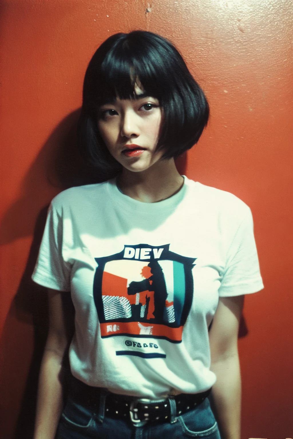((best quality)), ((masterpiece)), (detailed), perfect face
Asian, perfect face, found footage, retro, 90's, old photo, photo noise, old photo, retro, Korean, masterpiece, raw photo, film photo, old, noisy photo, in front of the camera, casual photo, grain photo, Tumblr, in front of the camera, VHS footage, VHS look, chromatic aberration( low chromatic aberration), film footage, grainy photo, dirty photo, selfie mode, posing, retro photo, vintage photo, old, 90's, a shir with the text: '' ERISZ'' text, T-shirt with ''ERIZS'' text, ''Erisz'' text in blouse, on shirt