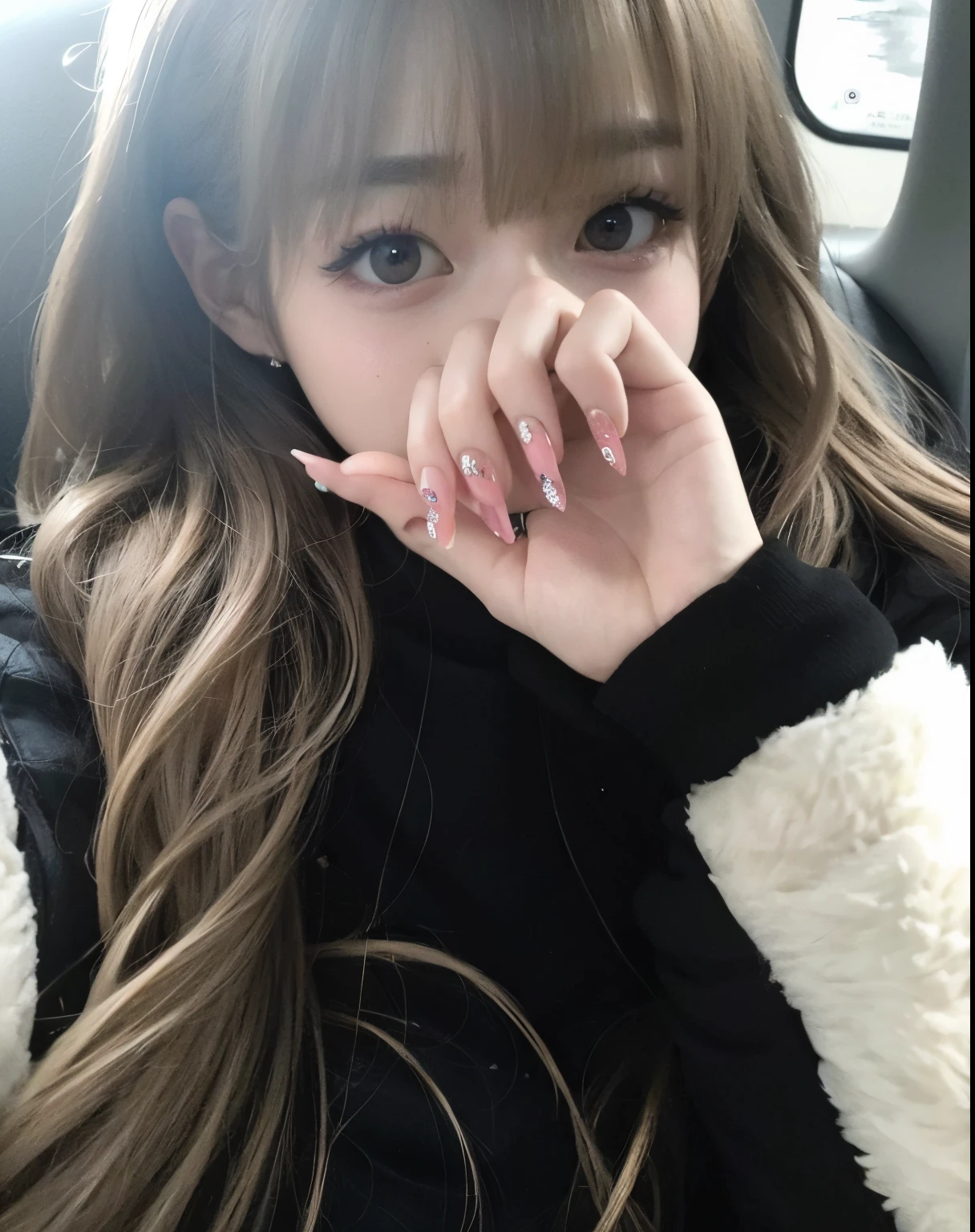 un primer plano de una persona con cabello largo y una chaqueta blanca y negra, ulzzang, Lalisa Manobal, Hermosa Delphine, Chica coreana, Linda chica kawaii, Lalisa Manoban de Blackpink, con cara linda - fina -, Chiho, con cabello largo y ojos penetrantes, nails long, cruel korean goth girl, Cara linda clara