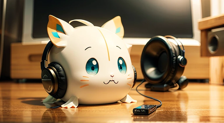 Carton fish listening to music with headphone --auto
