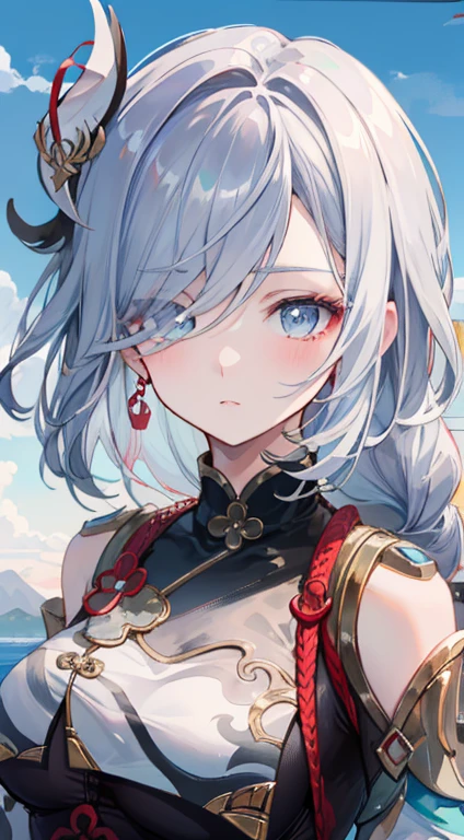 shenhedef, upper body, serious expression, blush, outdoors, futuristic skyscarper, eclipse sky, short hair, sky, looking at viewer, mountain, moody lighting, (perfect detail eyes:1.2), glowing eyes, (long hair one braid:1.2),
(Masterpiece, Best Quality, High Quality:1.4), professional artwork, Intricate Details, field of view, sharp focus, detailed painting, photorealistic lighting, trending on pixiv, (vivid lighting, vibrant colors:1.05), realistic shadows, ambient occlusion,