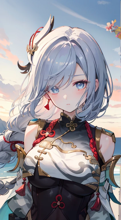 shenhedef, upper body, serious expression, blush, outdoors, futuristic skyscarper, eclipse sky, short hair, sky, looking at viewer, mountain, moody lighting, (perfect detail eyes:1.2), glowing eyes, (long hair one braid:1.2),
(Masterpiece, Best Quality, High Quality:1.4), professional artwork, Intricate Details, field of view, sharp focus, detailed painting, photorealistic lighting, trending on pixiv, (vivid lighting, vibrant colors:1.05), realistic shadows, ambient occlusion,