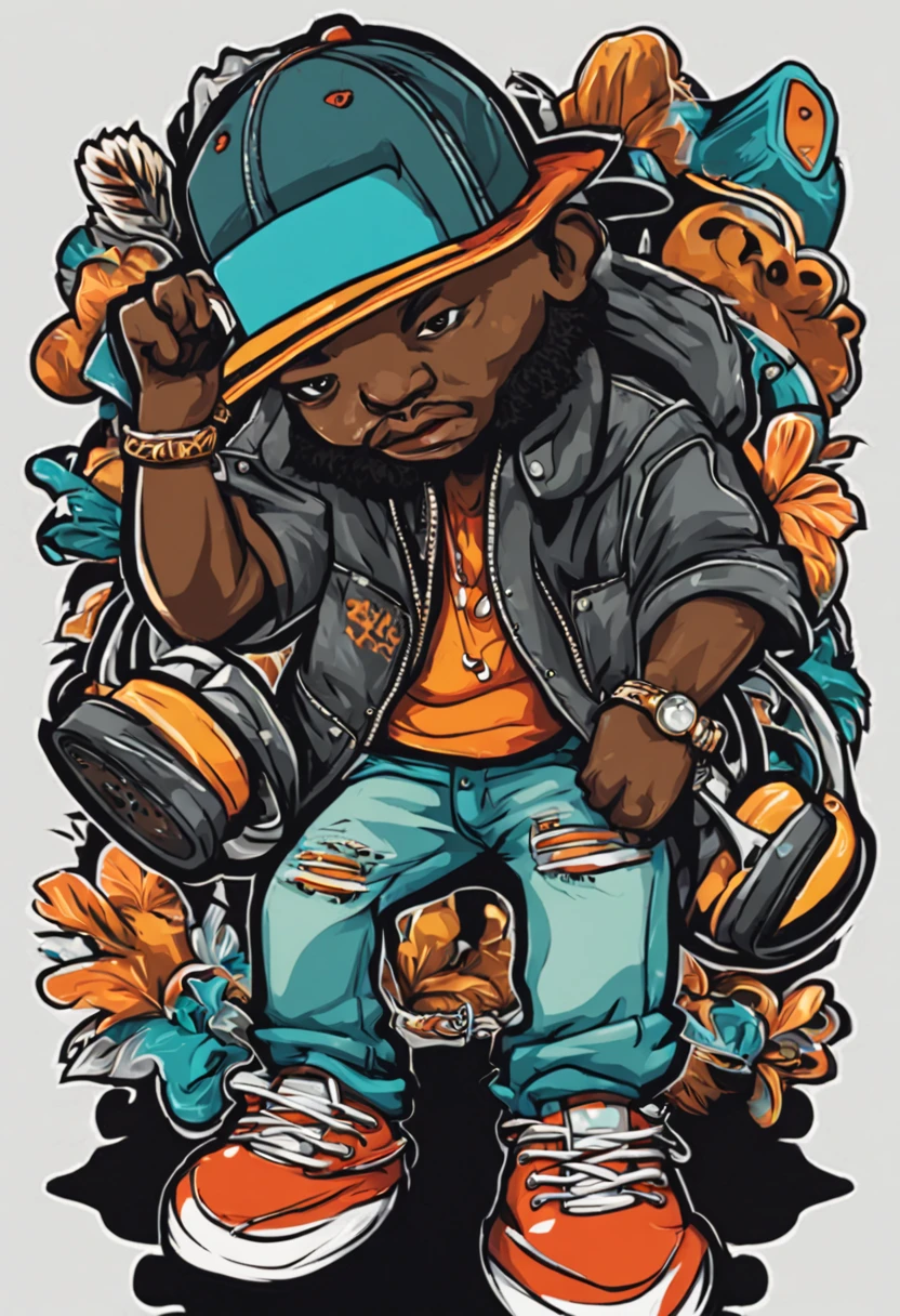 arte estilo pacth adesivo para estampa de bone com o tema HIP HOP