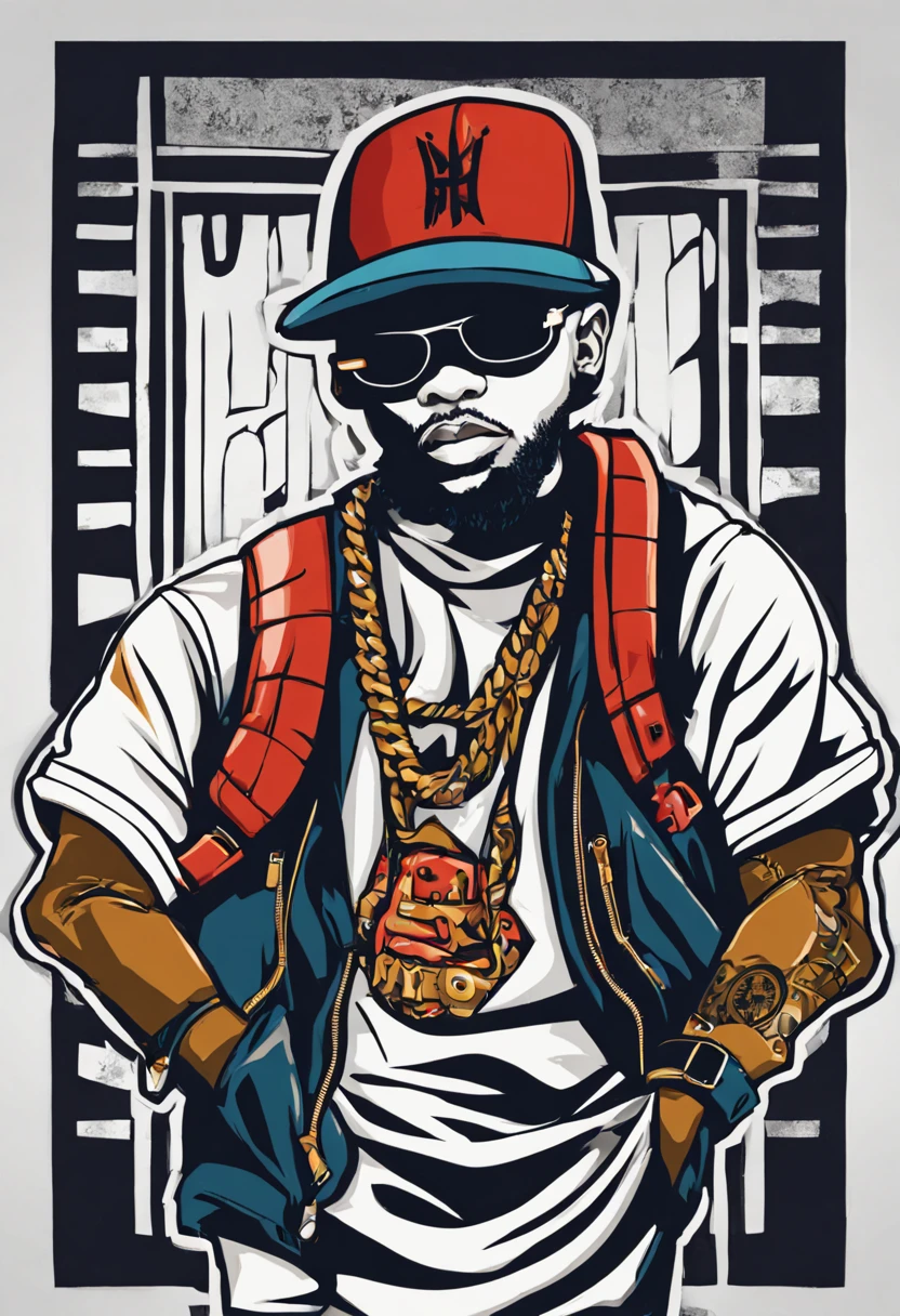 arte estilo pacth adesivo para estampa de bone com o tema HIP HOP