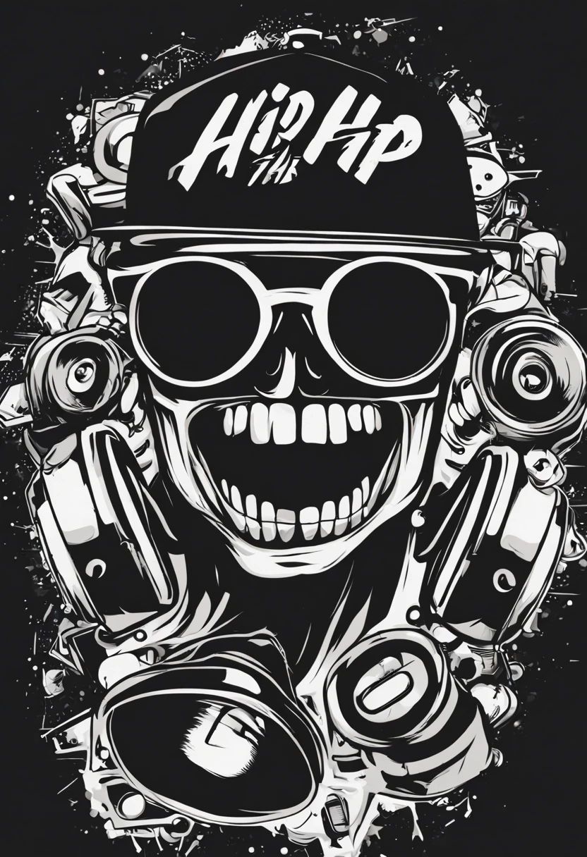 arte estilo pacth adesivo para estampa de bone com o tema HIP HOP