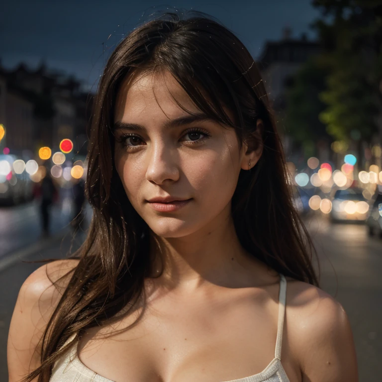 1girl, Rome street,sun, cityscape,city lights, upper body,close-up, 8k, RAW photo, best quality, masterpiece,realistic, photo-realistic,nature
