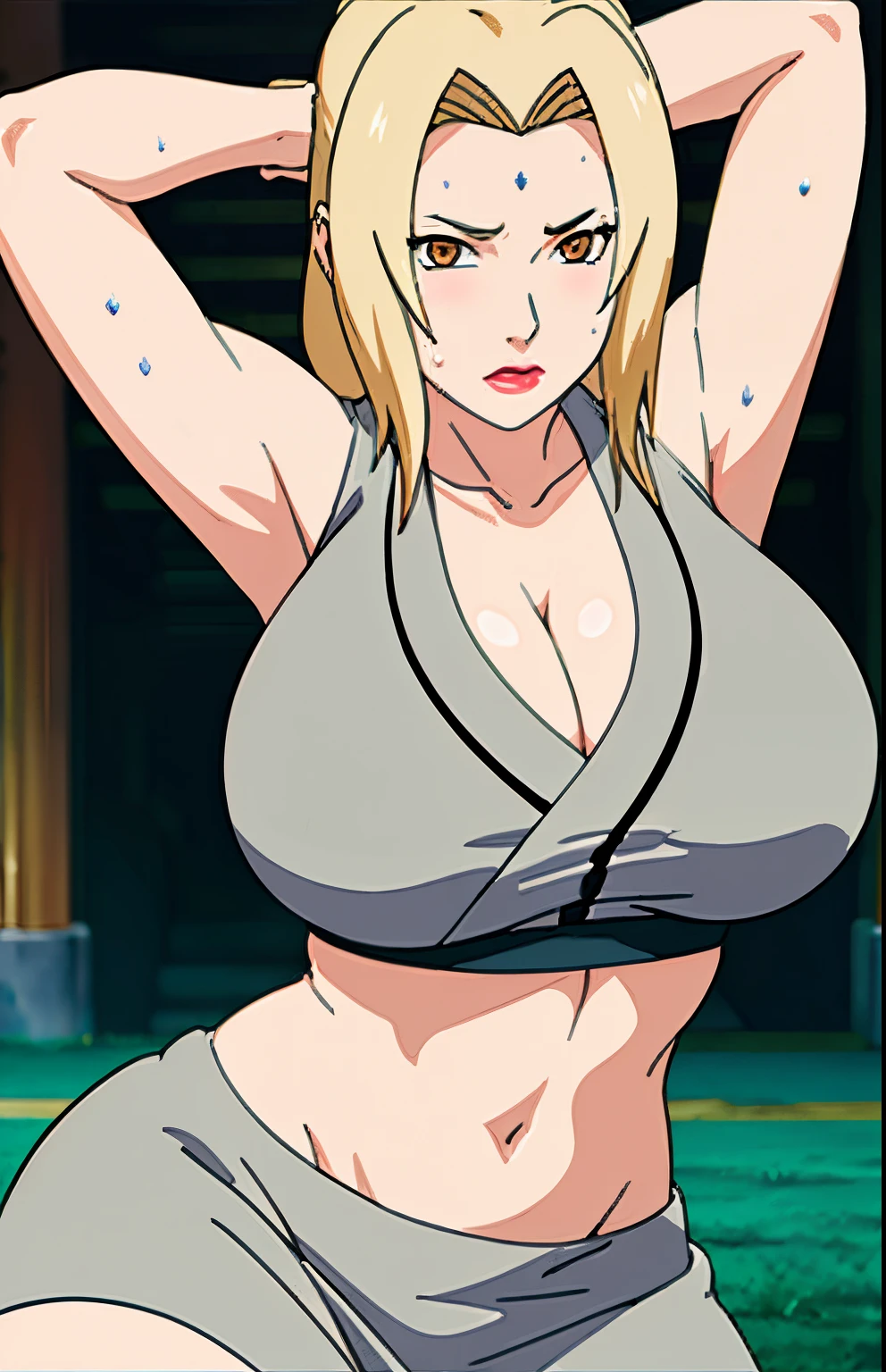 Big titlack tight skirt, full bodyesbian, cleavage, Good anatomy, Masterpiece, Best quality, 4K, 8K, Professional photography, Soft light, Sharp focus, 1 girl, Blonde hair, in class room, Blonde hair, Spin-off of banks, Detailed face+Brown eyes, Open lips, lipstick, perspire,Sweat a lot,Blushlush,Be red in the face,I had a lot of sweat on my face,Blushlush),(stooped,Buttresigboobs,Enchanting pose,A sexy pose),navel show:1.3,front view,sports bra