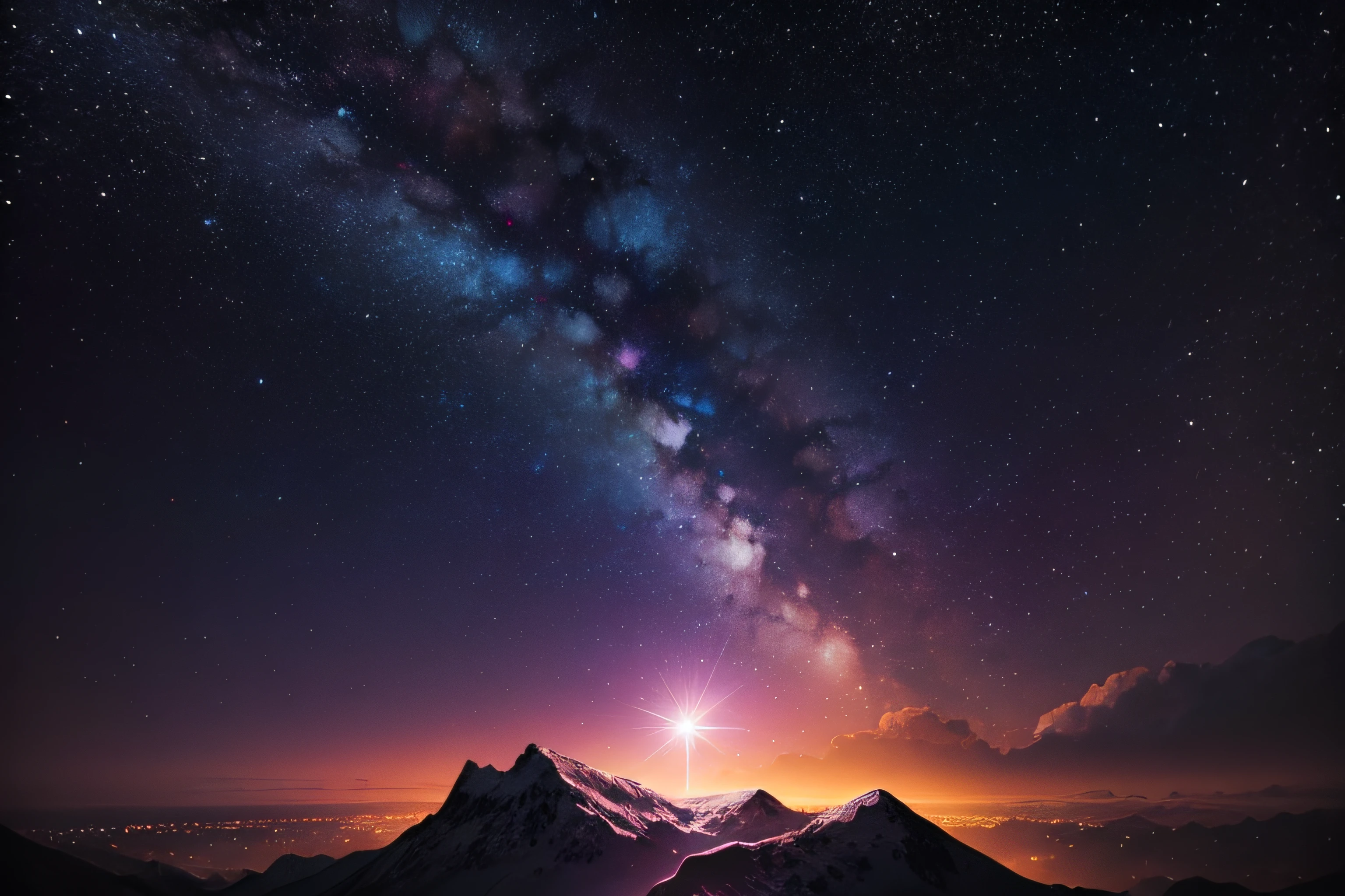 a star with a colorful glow in the night sky