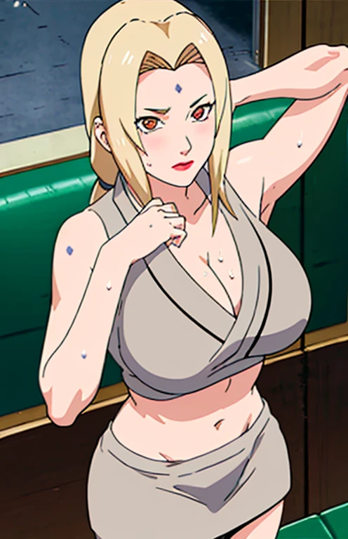 Big titlack tight skirt, full bodyesbian, cleavage, Good anatomy, Masterpiece, Best quality, 4K, 8K, Professional photography, Soft light, Sharp focus, 1 girl, Blonde hair, in class room, Blonde hair, Spin-off of banks, Detailed face+Brown eyes, Open lips, lipstick, perspire,Sweat a lot,Blushlush,Be red in the face,I had a lot of sweat on my face,Blushlush),(stooped,Buttresigboobs,Enchanting pose,A sexy pose),navel show:1.3,front view,sports bra
