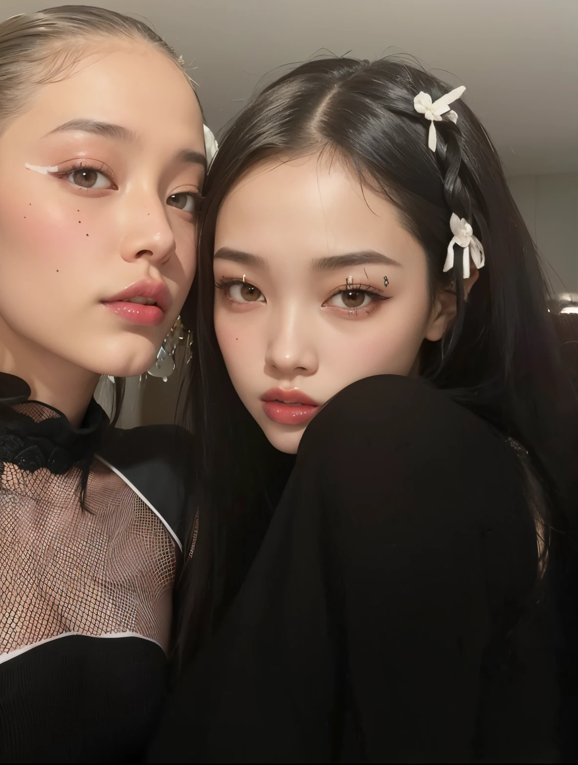 Dos mujeres con el pelo largo y maquillaje blanco posando para una foto, Blackpink Jennie, Ruan Jia y Mandy Jurgens, Dos modelos en el marco, Jossi de Blackpink, inspirado por Wang Duo, foto de perfil, hermosa poarch, Kiko Mizuhara, Ayami Kojima y Lyde Caldwell, tumblr, Nixeu y Sakimichan