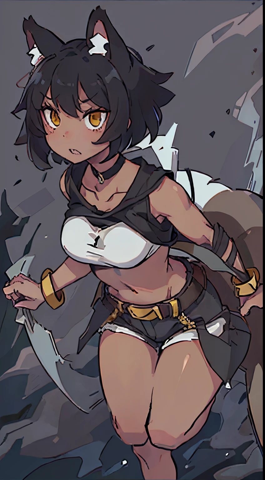 masterpiece, best quality,anime style, 1 girl,(((slender body))), (((small breast))),(((buruma, white tanktop,headband))),(((((a gorilla man grabbing the girl))))), ((((restrained, arms behind back)))),((((cum)))), (beautiful face), (((short hair))), (((straight hair))), ((((black hair)))),detailed beautiful skin, (perfect hands, perfect anatomy)