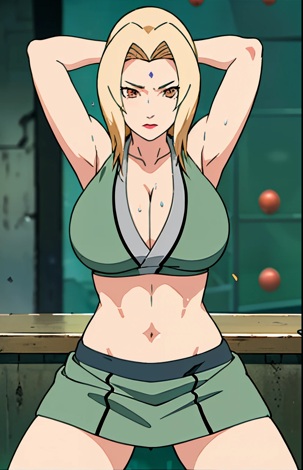 Big titlack tight skirt, full bodyesbian, cleavage, Good anatomy, Masterpiece, Best quality, 4K, 8K, Professional photography, Soft light, Sharp focus, 1 girl, Blonde hair, in class room, Blonde hair, Spin-off of banks, Detailed face+Brown eyes, Open lips, lipstick, perspire,Sweat a lot,Blushlush,Be red in the face,I had a lot of sweat on my face,Blushlush),(stooped,Buttresigboobs,Enchanting pose,A sexy pose),deep navel show:1.3,front view,sports bra,toned abs