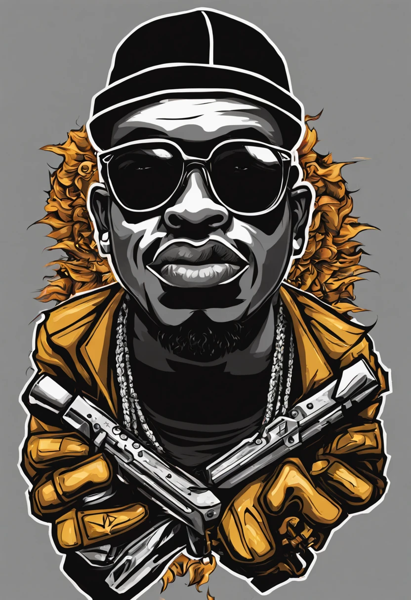 arte estilo pacth adesivo para estampa de bone com o tema gangsta rap