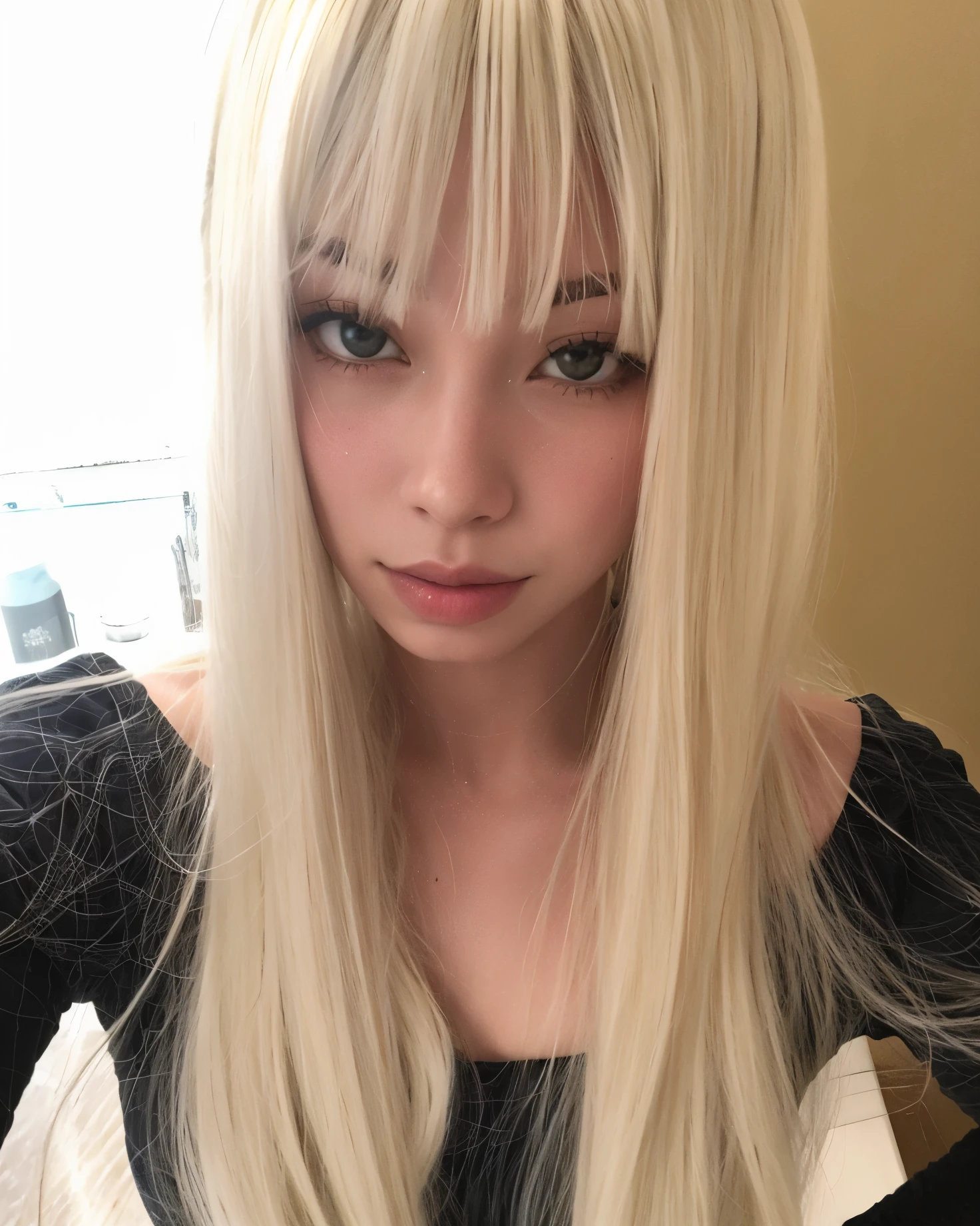 Mulher loira com cabelos longos e piercings posando para uma foto, franja branca, longos cabelos brancos e franja, cabelo franja branca cabelo, branco hime corte penteado, o cabelo dela branco, com cabelos longos brancos, Lalisa Manobal, franja branca, cabelos brancos e fringy, com longos cabelos brancos, linda Delphine, Shikami