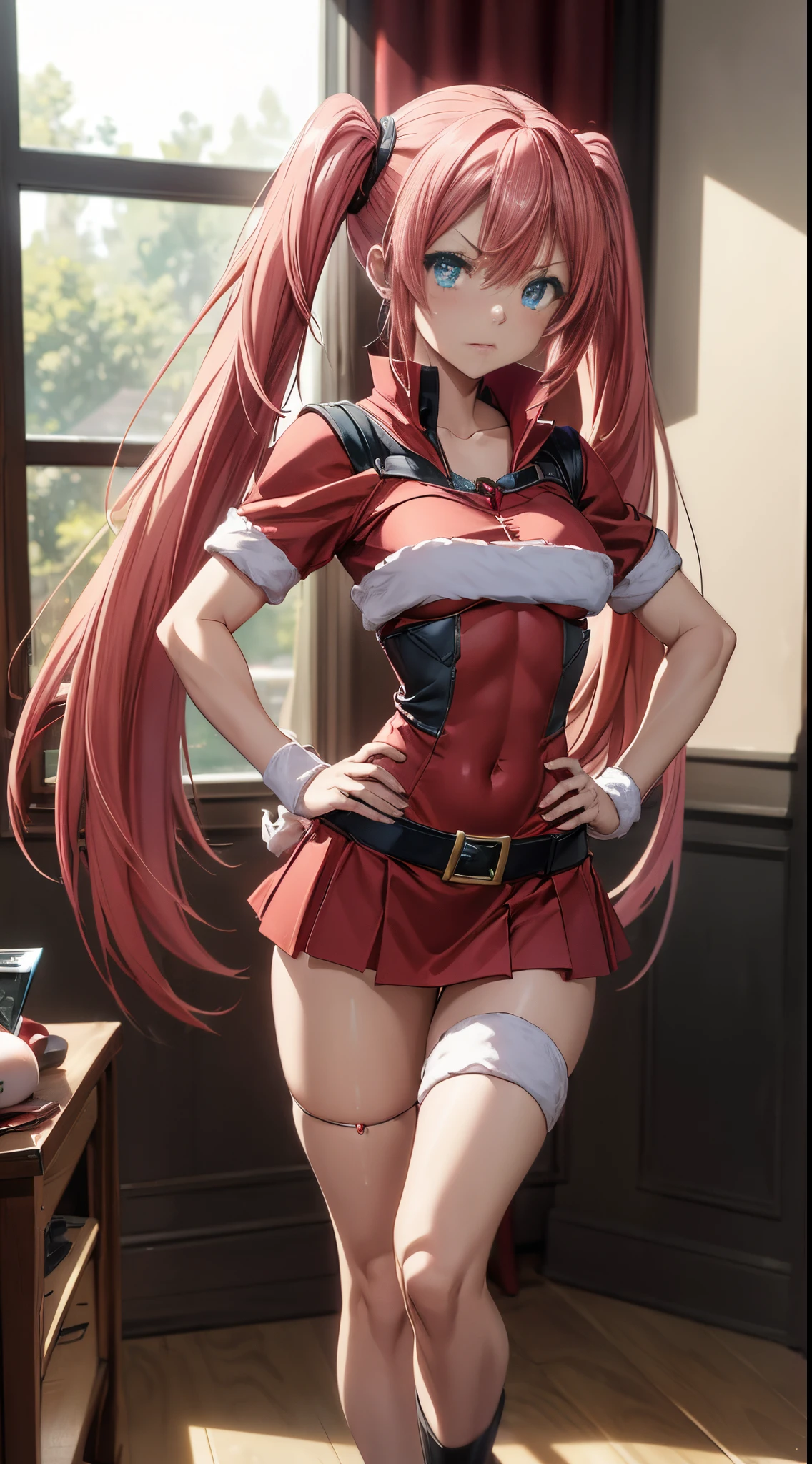 NSFW, (girl),（（optimal quality））， （（Masterpiece））， （A detailed： 1.4），face red，perspire，showing niples, The ultimate masterpiece,(fidelity:1.2),(sexy),(Huge chest), Open crotch, Open legs, (Smooth: 1.1), (Cutes: 0.9), (shiny: 1.1),, red lips, cute girl,  anime, cute pose, (big breast), big ass, detailed lines, 8k image, no blur, perfect realistic nipples, sexy closed smile, erotic, zero two from darling in the franxx anime, detailed  realistic vagina, michievous smile, hottest girl in the world, dominant gestures, super tight, in a classroom, tights, blue eyes, super mini tight leather armor