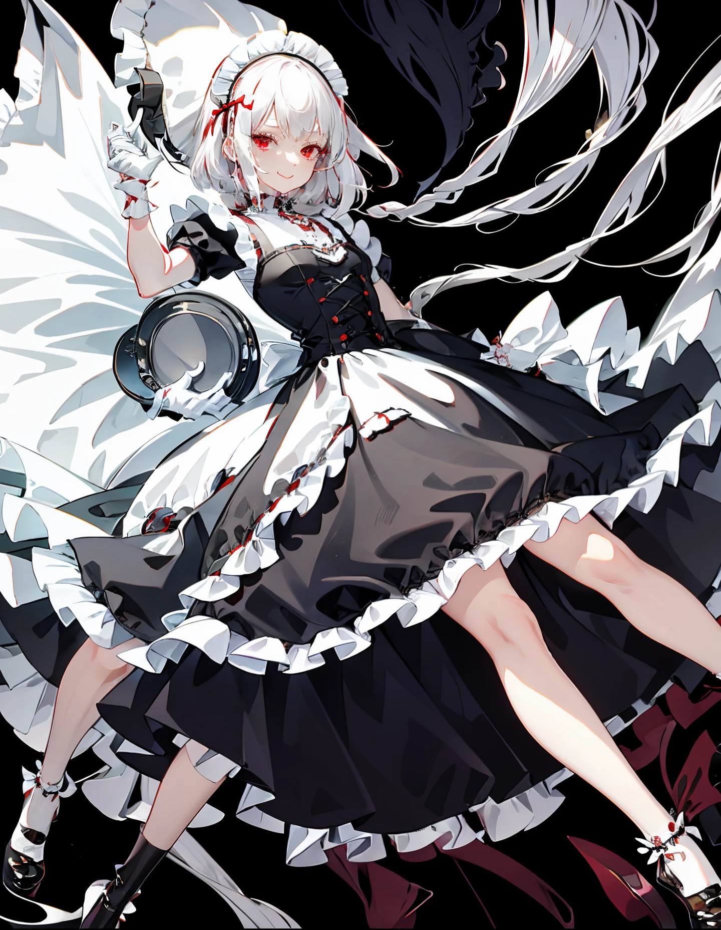 cartoon of a woman in a red dress holding a tray, anime cat girl in a maid costume, touhou character,  of a catboy! maid! dress, from touhou, inspired by Leiko Ikemura, maid outfit, anime girl in a maid costume, touhou, touhou project, cirno touhou, loli in dress, maid