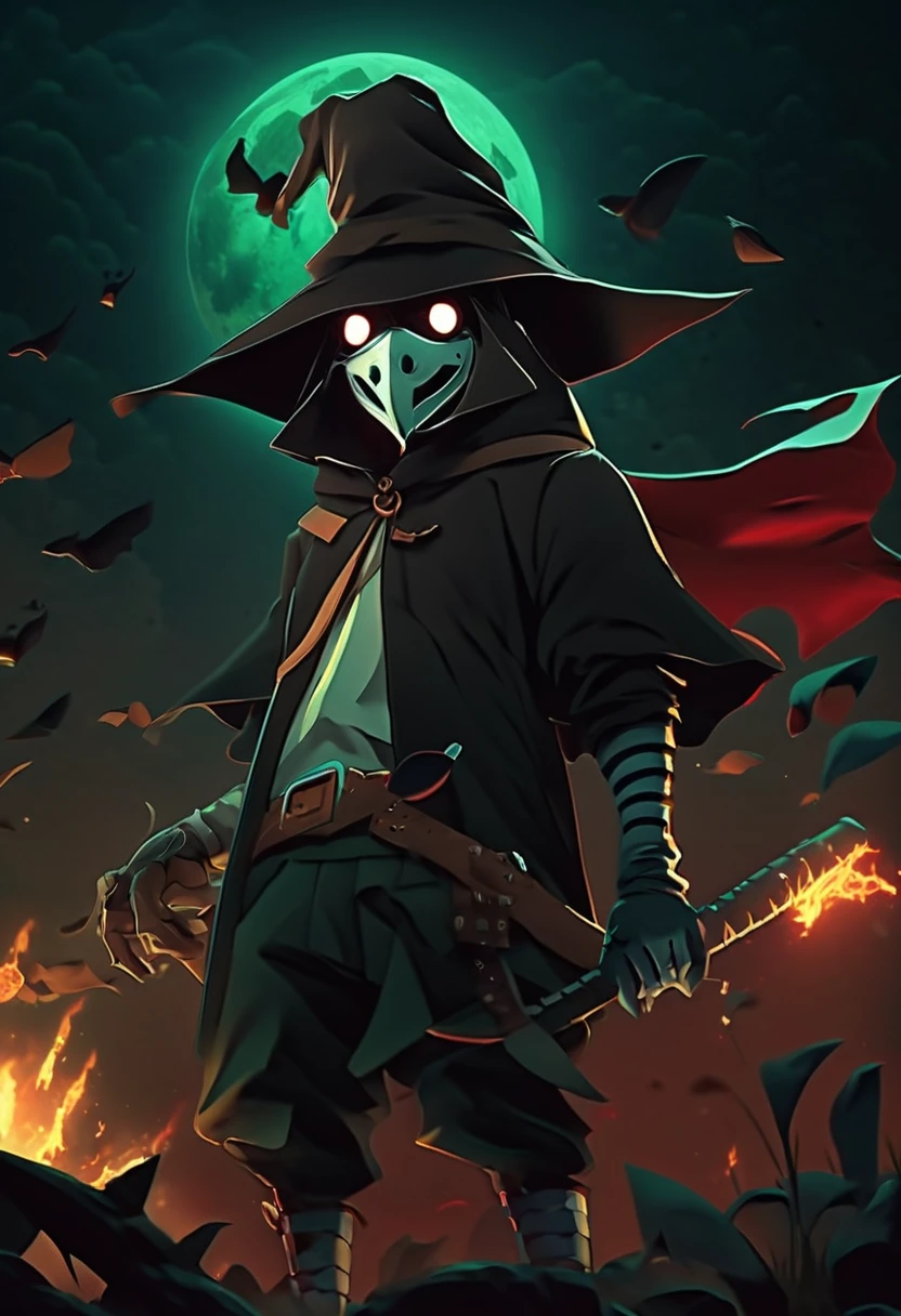 (Izuku Midoriya:1.1),(Parca:1.1),(plague doctor's clothes:1.1),オイル,alta calidad,4k,8k,Obra maestra:1.2),Ultra detallado,(realista:1.37),(intenso, oscuro, and dramatic lighting:1.1),(Ambiente de mal humor),vivid colors,sosteniendo amenazante_scythe, Cemento de pie, bathed crimson_Luz de la luna, (La mejor calidad,4k,8k,Altas Resoluciones,Obra maestra:1.2), Ultra detallado, (realista,fotorrealista,fotorrealista:1.37), HDR, UHD, Studio lighting, Pintura ultrafina, foco nítido, physically based representation, extreme detail description, profesional, vivid colors, Bokeh, Retratos, horror, Crimson nuances, haunting atmosphere