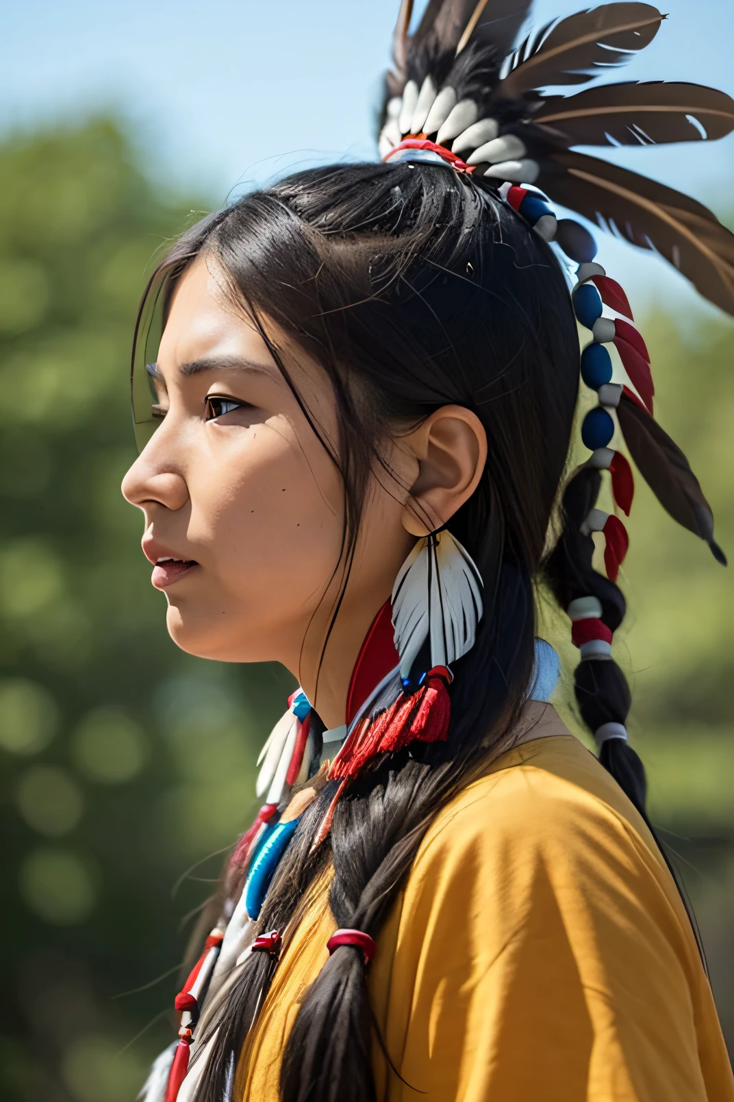 ((best quality)), ((cartoon)), speaking, profile, silhouette, native American Indian man