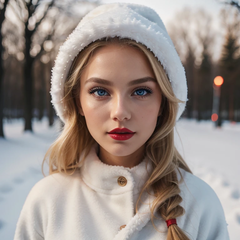 Fit blonde, perfect body, AIbeka, cherry red lipstick, 64k, makeup, full body, top-quality, hightquality, Extreme Detail Photography, Eye for extreme detail, masterpiece, extreme face details, 16k, 8k, 4K, HD, UHD, a beautiful woman, posing for a picture, looking aroused, casual, red lips, depth of field, blonde Blue Eyes Aibeka, full body view, red cheeks, full cute furry winter clothes, winter view, night, poor lighting, dramatic ligting, night lighting