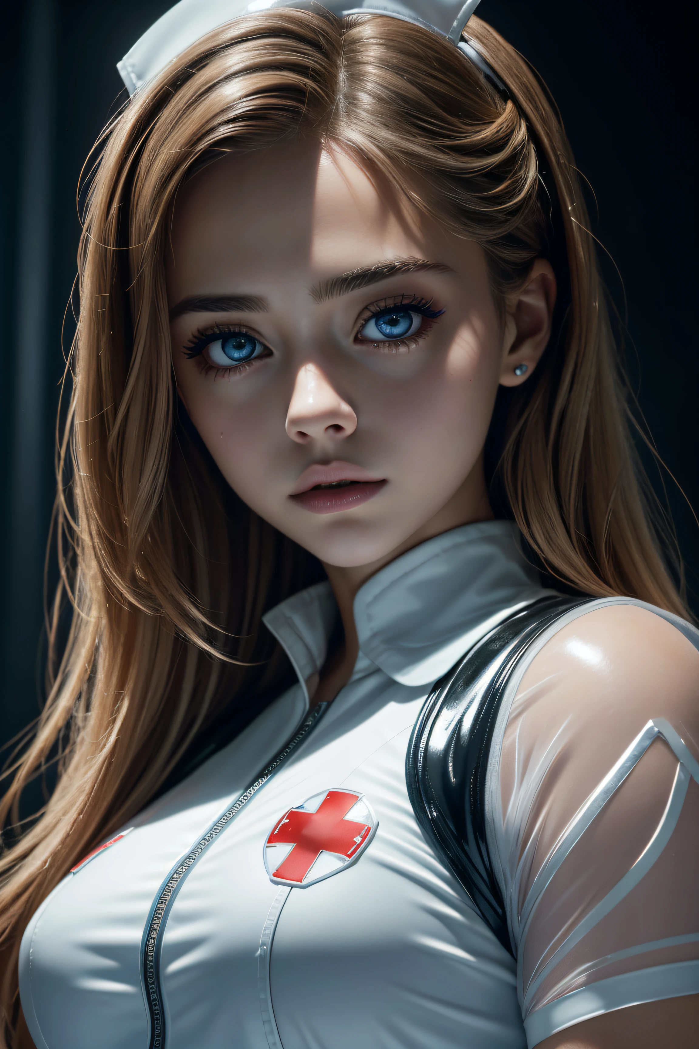 Josephine Langford, wearing nurse latex sexy clothes transparent. professionally retouched, soft lighting, realistic, smooth face, perfect eyes, sharp focus on eyes, 8 k, high definition, insanely detailed, intricate, elegant. in a hospital background.
