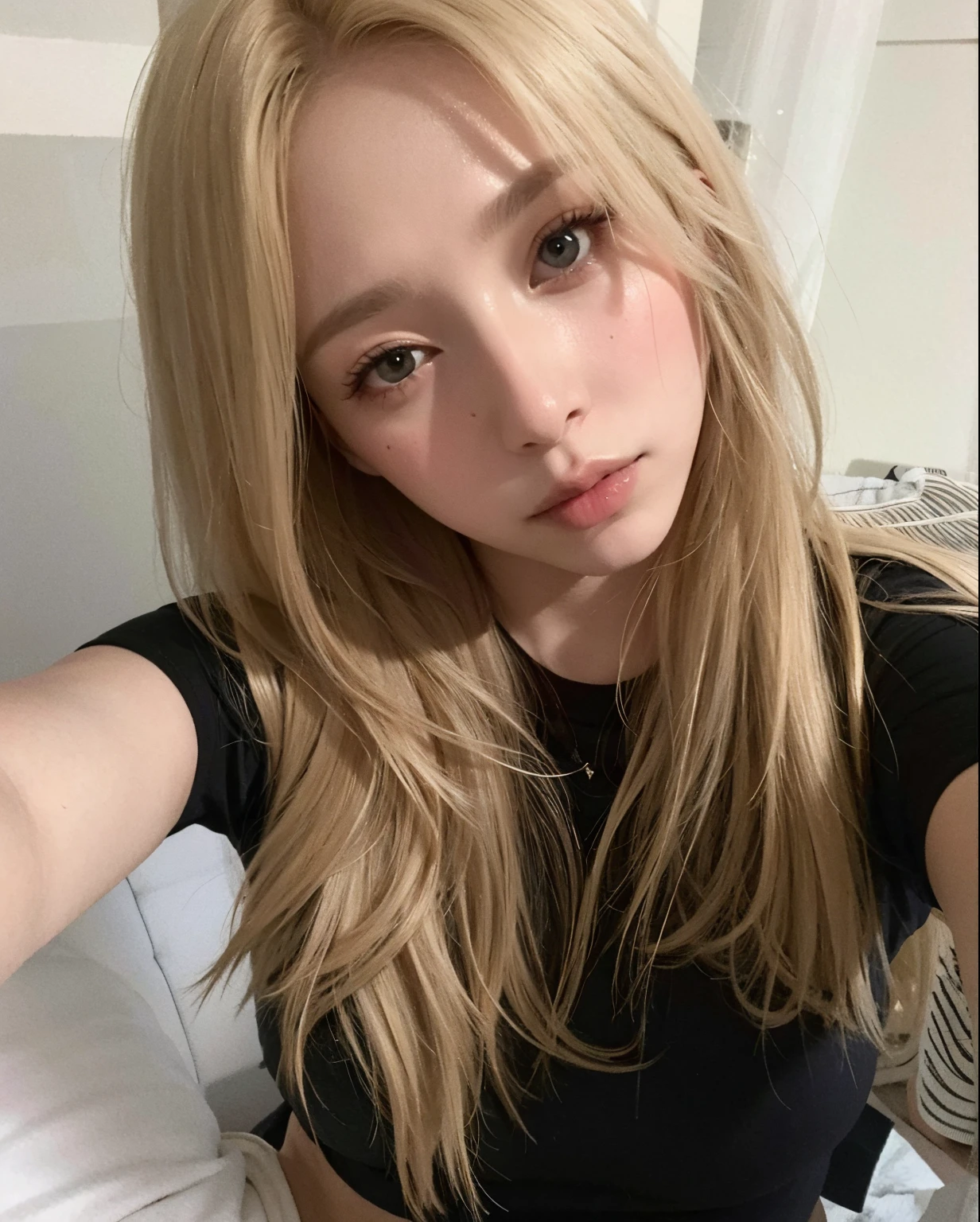 playing piano((best quality, 8k, masterpiece: 1.3)), ((beautiful russian woman)), 1 female, small breasts: 1.3, slim figure: 1.1, toned abs, Blonde semi-long hair, (office, Transparent T-shirt), Super detailed face, Detailed lips, delicate eyes, double eyelids, Realistic photo