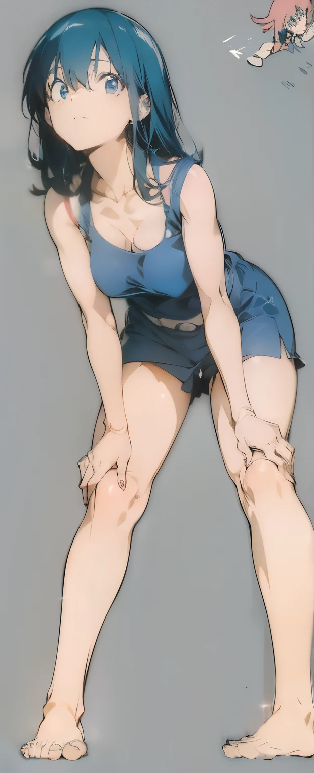 Imagem anime estilo Akira Toryama, sorrindo, olhos azuis, corpo perfeito