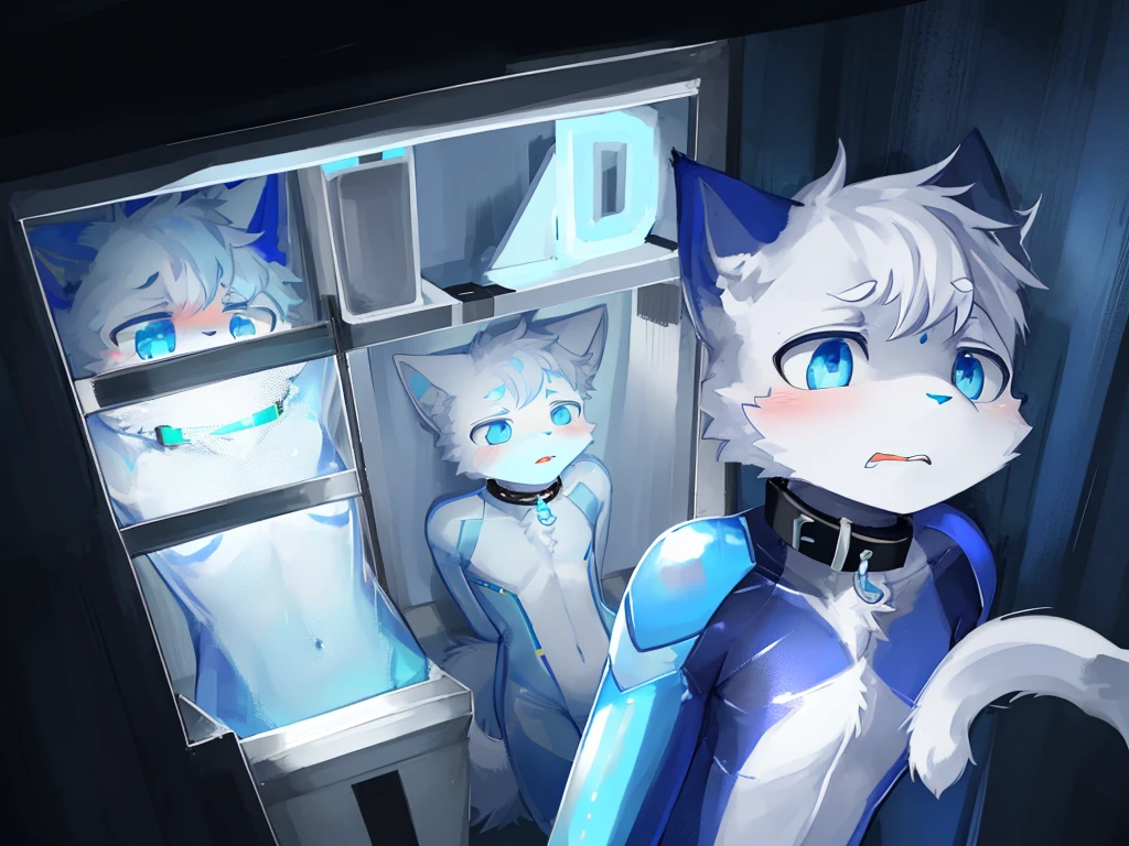 furry, fluffy, shota, nsfw, penis, spread_reg, cum, (spiral_eyes, mind_control, hypnosis, blue_eyes), shy