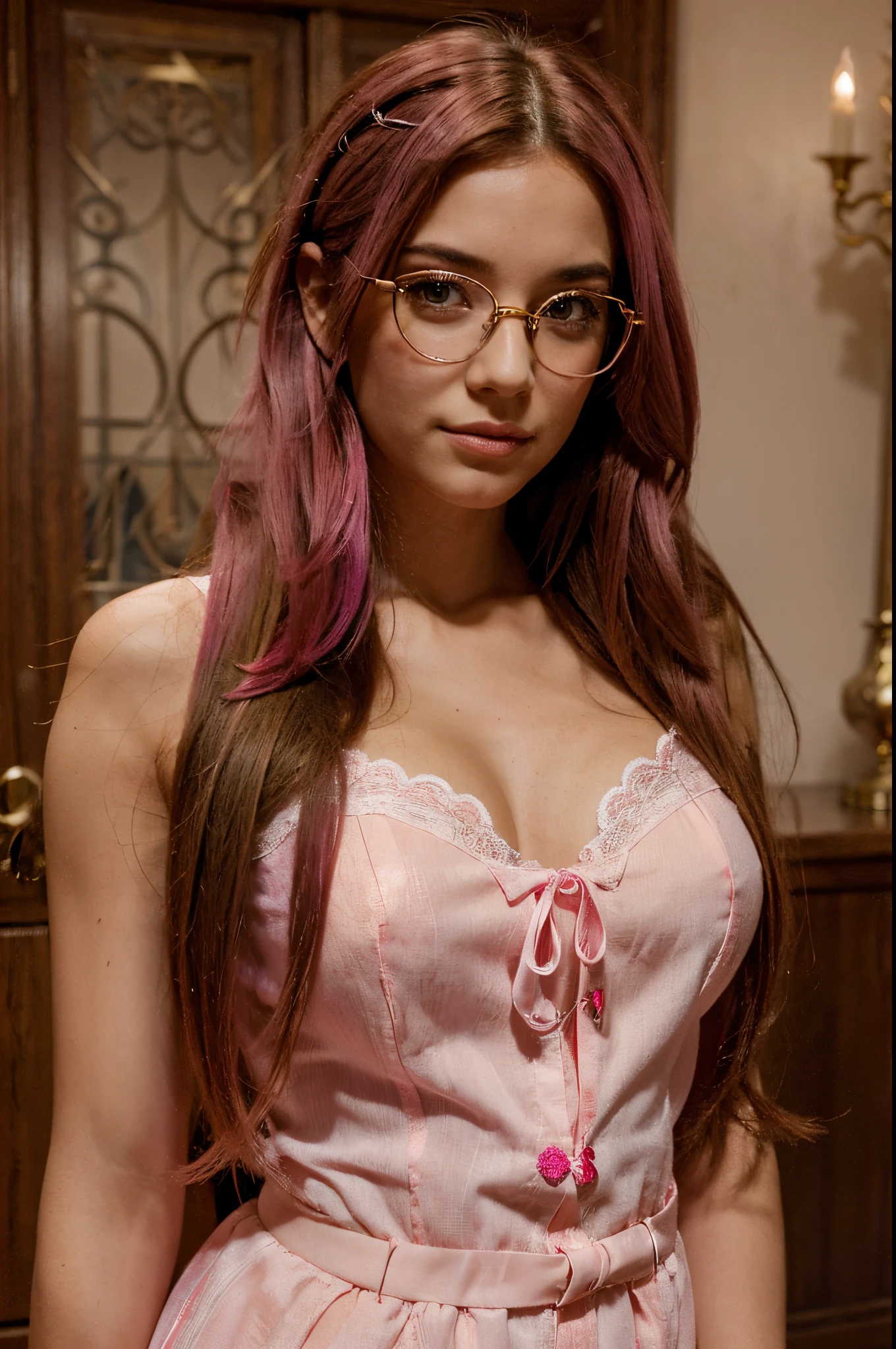 pink hair sharp nose