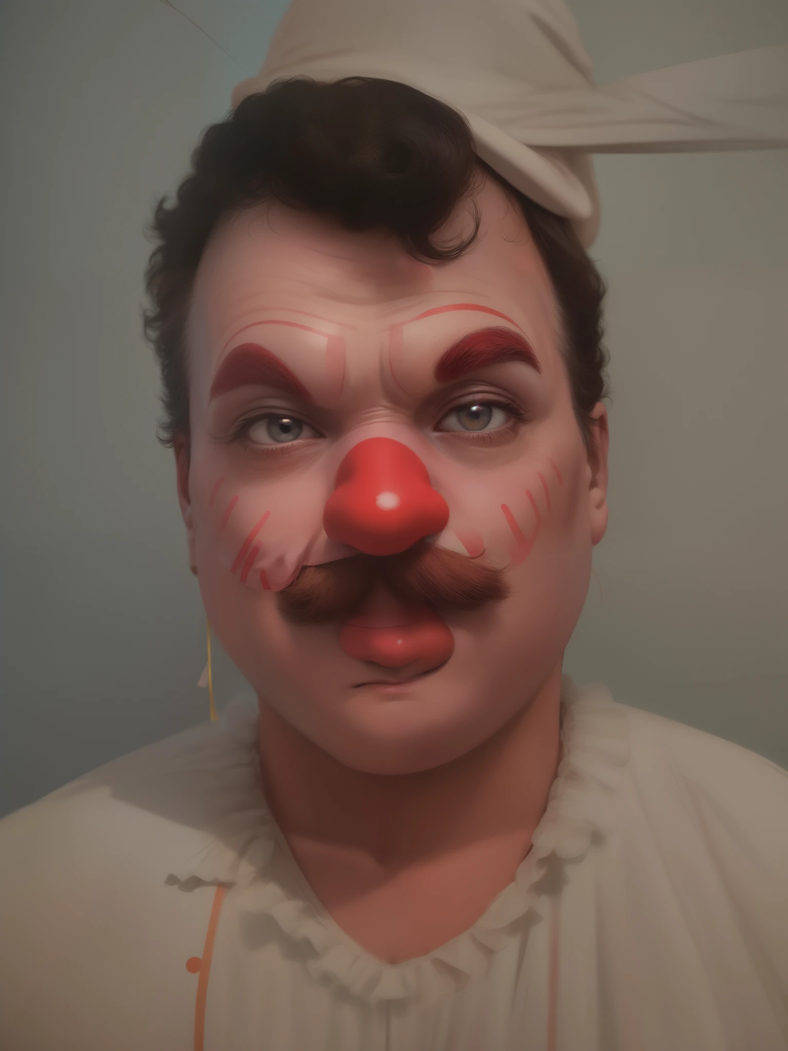 , clown with balloons and a hat on standing in front of a tree, color film still 1 9 7 7, bozo the clown. circus motif, clown, pauline hanson as a clown, bozo the clown. clown motif, the clown far from the camera, clown waving hello, screenshot from the 1983 film, film still promotional image jOHN Wayne Gacy
