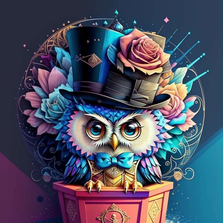 ) ((cute owl smiling with a top hat in a beautiful box)) ((Mikey)) - Criador: Walt Disney2023) ), ,, ( Walt Disney acolchoamento ,multidimensional geometric wall PORTRAIT, arte, Chibi,
Yang08k, lindo, Colouring,Rose
Primary works, qualidade superior, melhor qualidade, Arte Oficial, Beautiful and Aesthetic,)) ), ,,  Walt Disney acolchoamento ,multidimensional geometric wall PORTRAIT, arte, Chibi,
Yang08k, lindo, (Colouring, rosa), amarelo ,azul ,vermelho e branco)
Primary works, qualidade superior, melhor qualidade, Arte Oficial, Beautiful and Aesthetic,