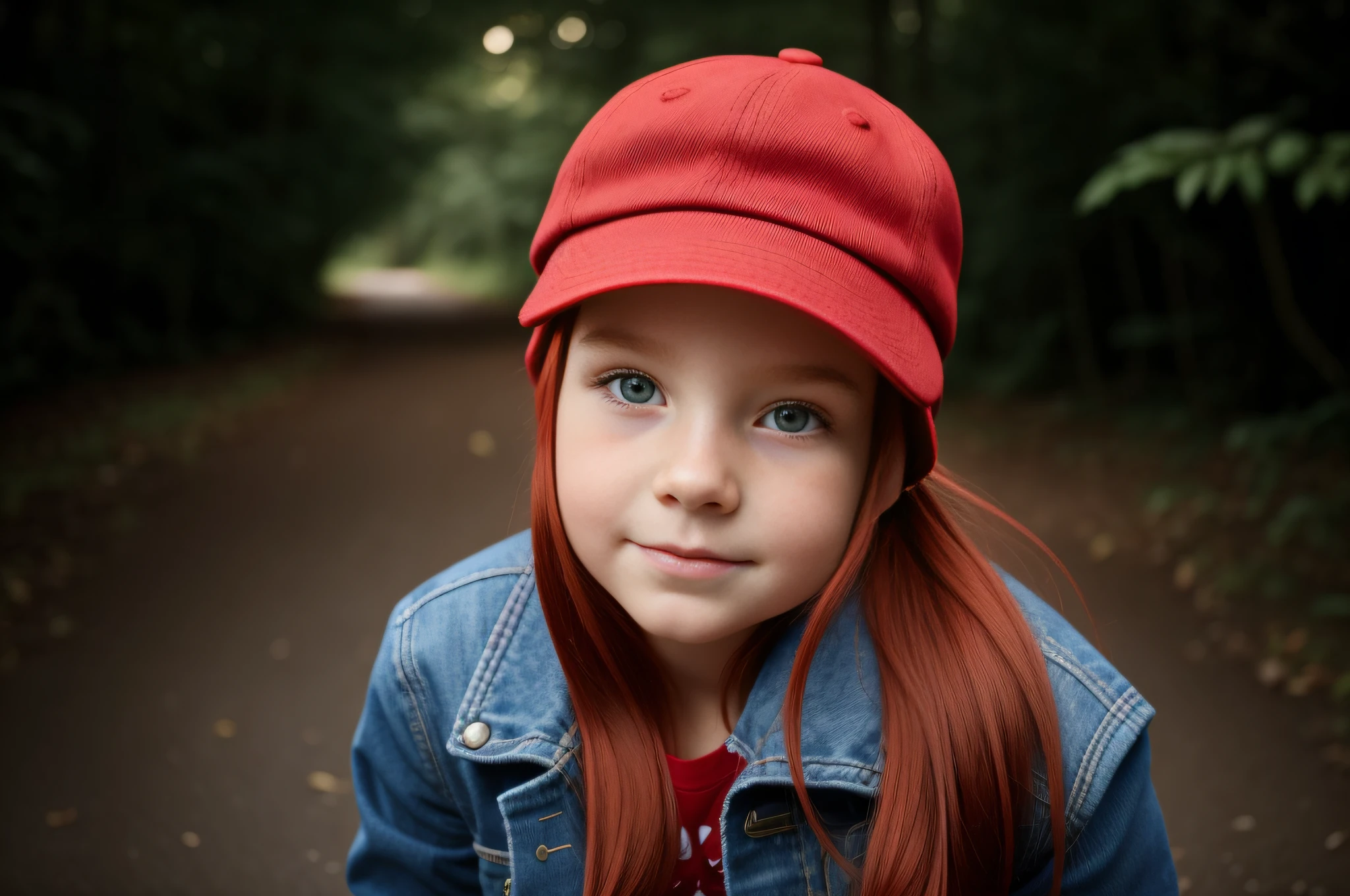 red-haired CHILD GIRL in red hat and blue coat posing for a photo, Retrato de uma de cabelos vermelhos, meninabelos vermelhos, menina ruiva bonito, menina do cabelo vo, Bochechas vermelhas, Redhead Girl, portrait of magical young girl, Red cap, red hat, Menina ruiva jovem em moo, mulher jovem de cabelos vermelhos, pia sadie, retrato colorido, foto retrato suave 8 k
