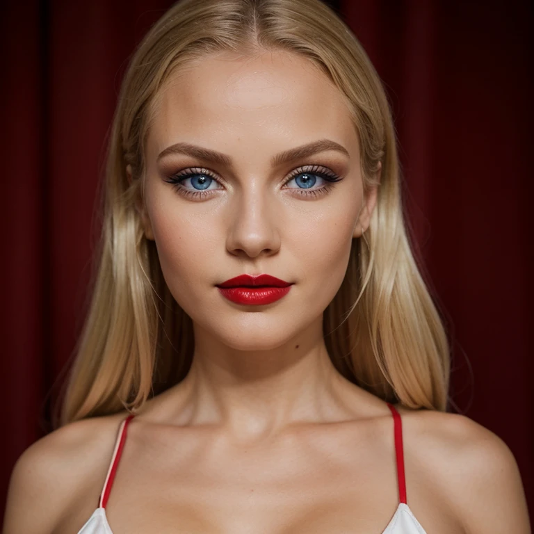 Intricate face details,Fit blonde, perfect body, AIbeka, cherry red lipstick, 64k, makeup, full body, top-quality, hightquality, Extreme Detail Photography, Eye for extreme detail, masterpiece, extreme face details, 16k, 8k, 4K, HD, UHD, a beautiful woman, posing for a picture, looking aroused, casual, red lips, depth of field, blonde Blue Eyes Aibeka, full body view, red cheeks