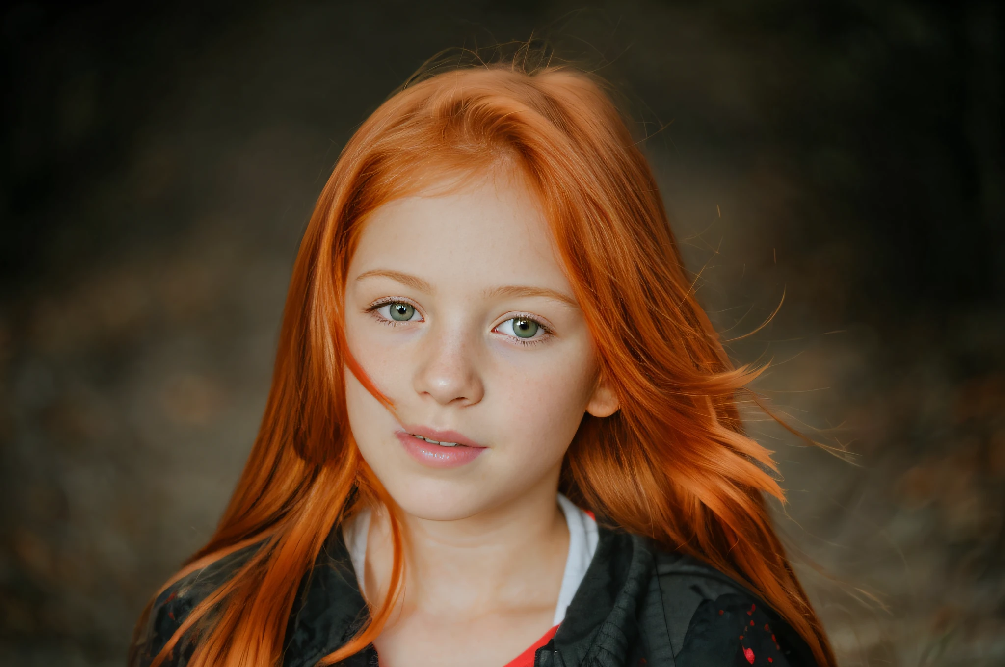 9 . She have long ginger hair and freackles