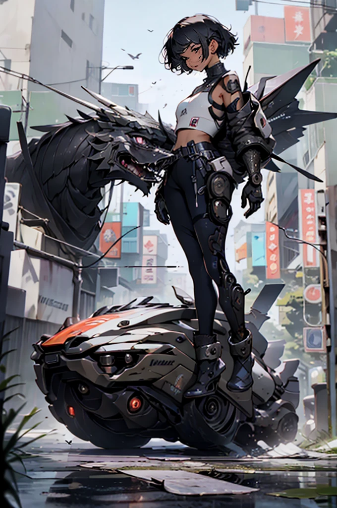 （best qulity）， Oriental detailed background， Girl with man， Science-Fiction， Robotic arm， Guro， alien， ogre，Xenomorph，Mechanically，mechamusume，girlfriend，tentacles in，entangle，Wet，Mechanical dragon，China Dragon，Mechanical dinosaurs，t-rex，flying dragon