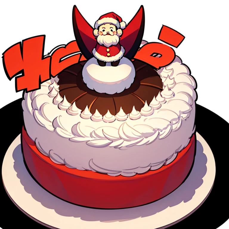 Best Quality, cute santa claus cake illustration, delicious cake illustration. cake in the shape of santa claus, 1 slice cut, Looks appetizing. Cake placed on a white plate, and white background. View Center, Make sure the entire cake is visible without interruption.