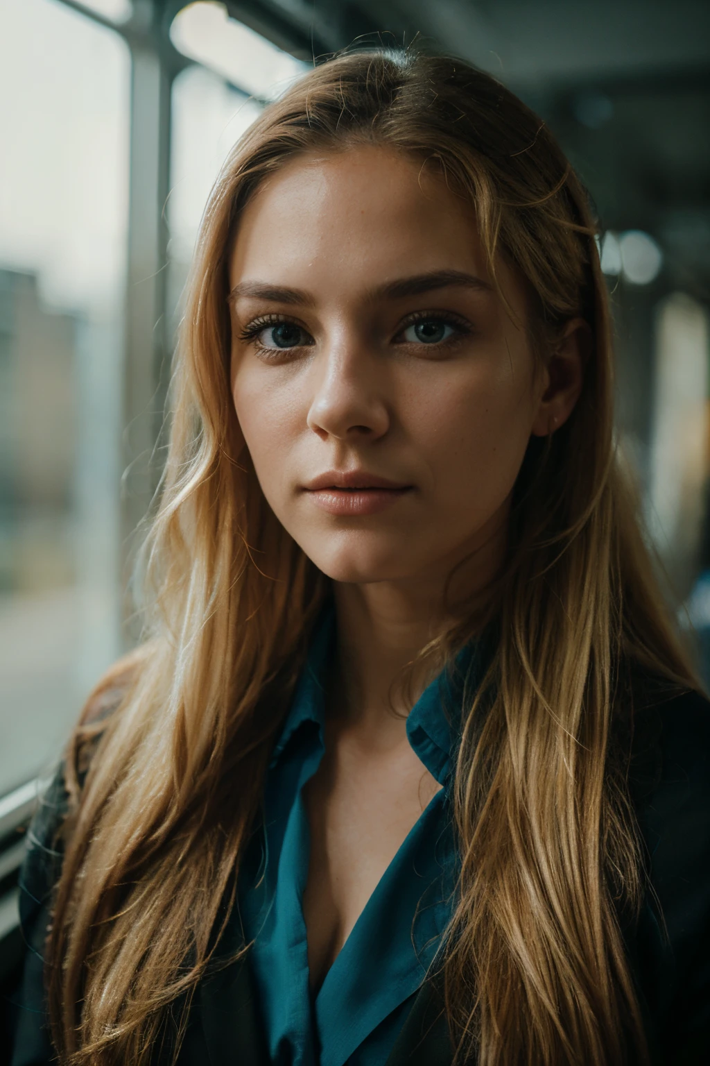 stunning intricate color close up portrait of (sks woman:1) , wearing business attire, long blonde hair, epic character composition, sharp focus, natural lighting, subsurface scattering, f2, 35mm, film grain