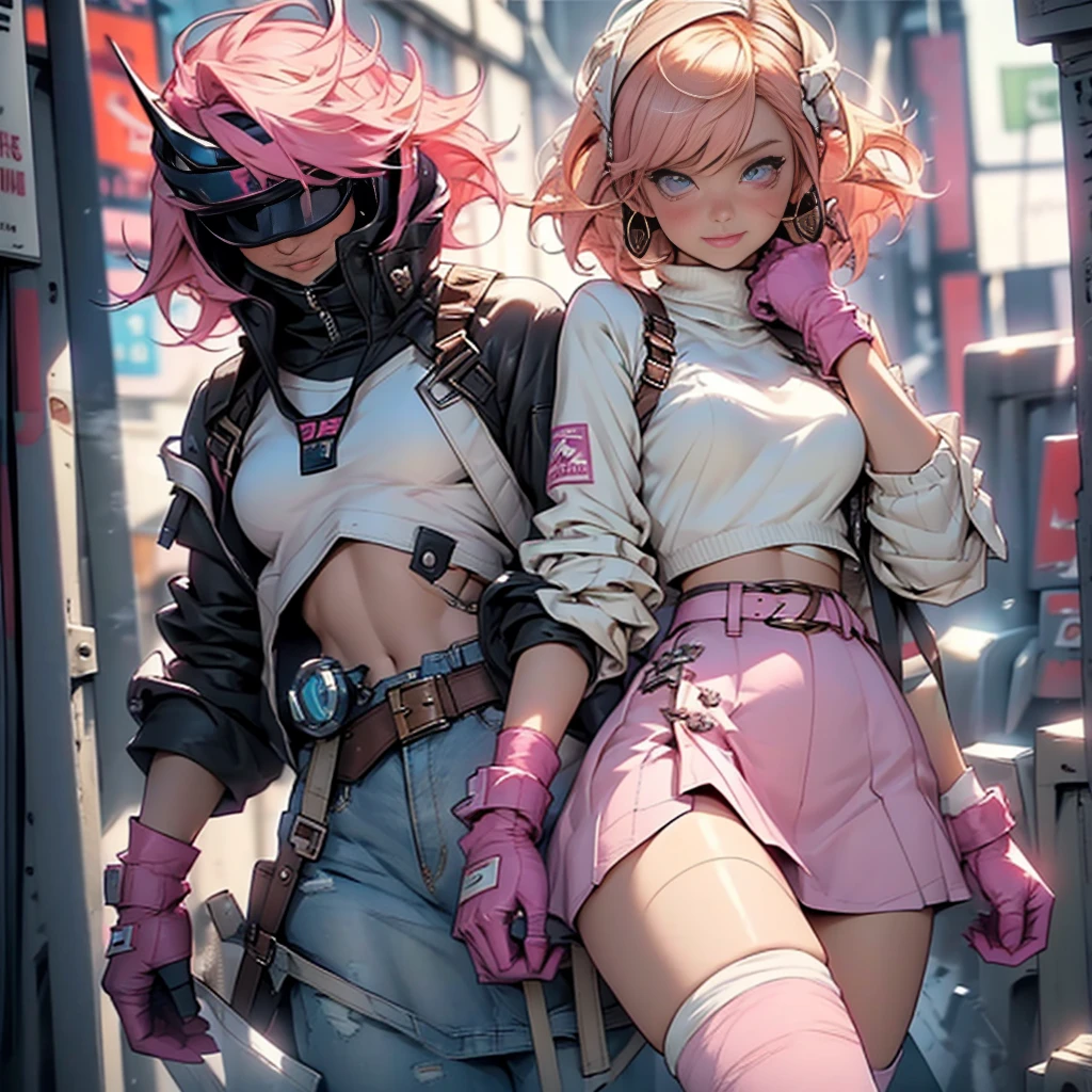  masterpiece, (textured skin), best quality, gorgeous beautiful girl, (a female skateboard athlete), detailed clothes,large breasts,narrow waist,, (beautiful face), cinematic lighting, (at skateboard venue ),(pink long hair),elf girl