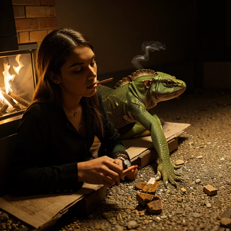Lagarto fumando porros