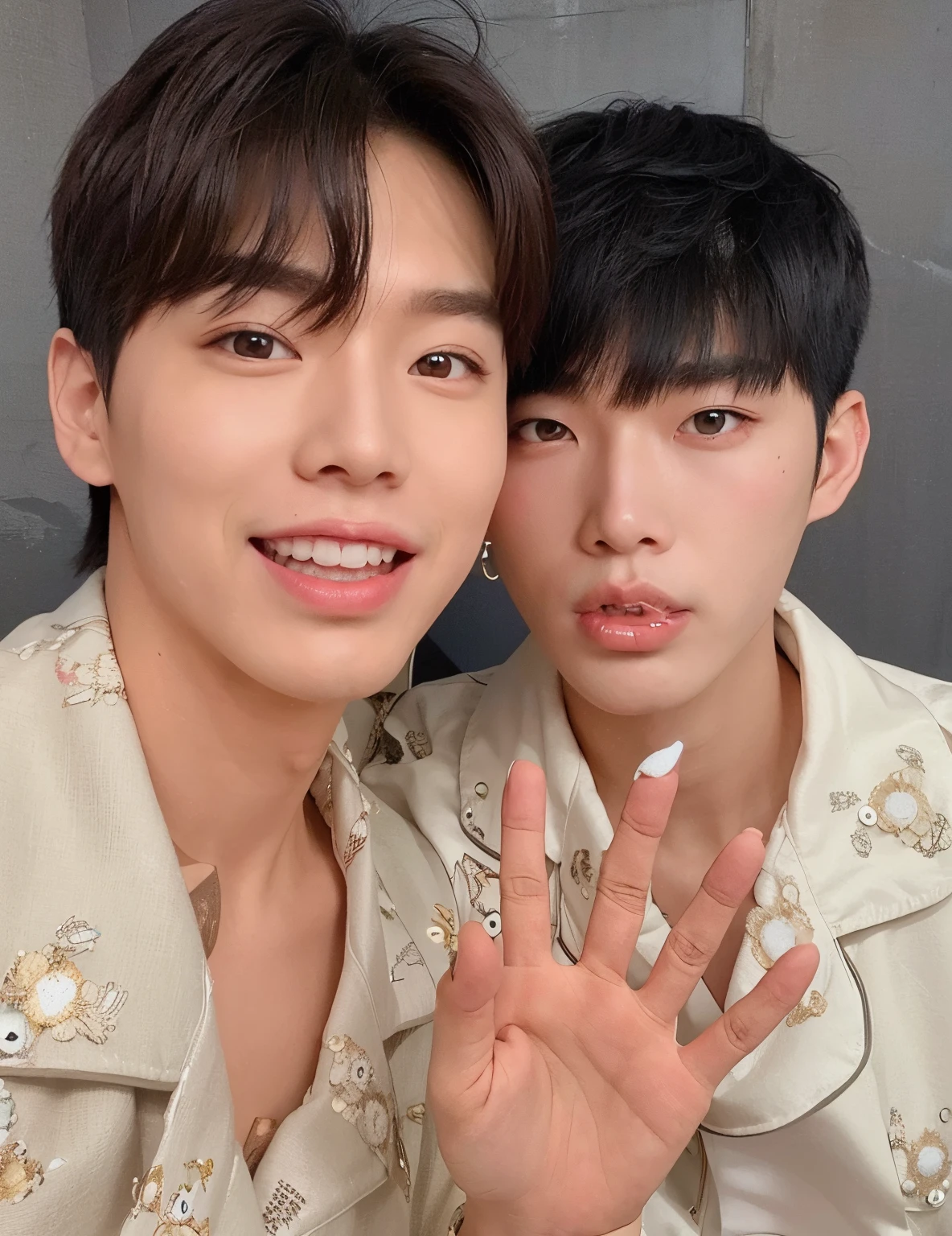 They are posing for a photo with their hands together., Kim Doyoung, Gunwoo Kim y J.Dickenson, Nixeu y Sakimichan, Taejune Kim, foto de perfil, Sakimichan, suave en _ Los antecedentes, they are close to each other, jeehyung lee wlop, SFW, gay, Hyung Tae