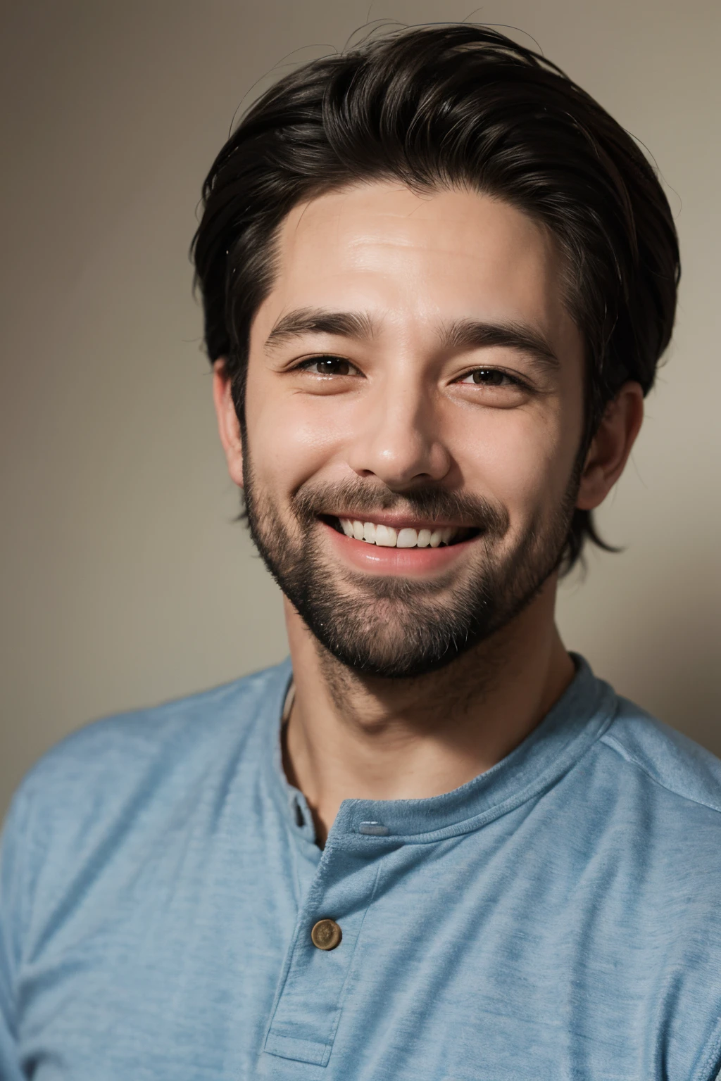 portrait of a happy adult american man about 35 years old who is smiling