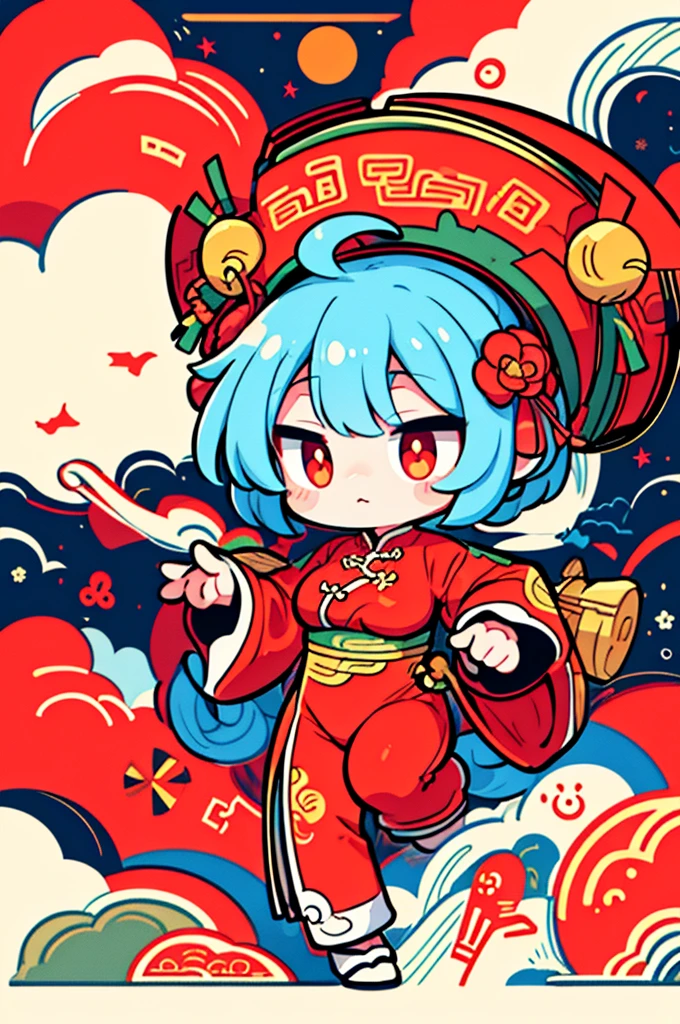 ((1 cute festive chinese dragon, Wearing Chinese costumes,Lunar New Year, firecrackers, Auspicious clouds, fundo vermelho)), Cute and detailed digital art, lovely digital painting, Cute big breasts, Lovely detailed artwork, ((Cute vector illustration)), digital painting very detailed, Cute and colorful, Cute big breasts, Highly detailed digital artwork, detail-rich、Many colors,Vector style, Avatar picture lat anime style, Minimalist, Flat vector art, flatillustration, adolable