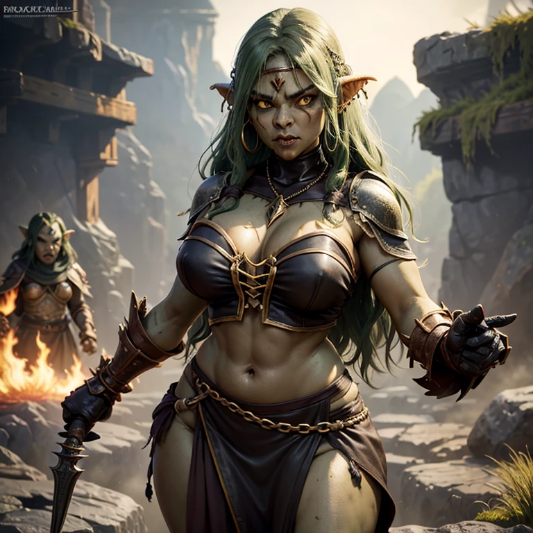 full body photo, colossal woman orc, dark-green skin++, wearing orcish armor, detailed skin, huge muscles+, big muscular thighs+, fantasy, feminine+, shiny wet skin, looking at viewer, modelshoot style, (extremely detailed CG), photo of beautiful artwork, (Antonio Moro), (Jeremy Mann), High Detail, Sharp focus, dramatic+, (photorealistic), Intricate, handsome, <lora:EdobOrc_v1.0:0.8>