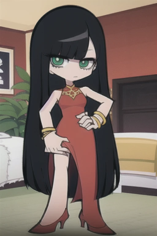 SFW, 1Girl, Adult, (slim Omani:1.2) woman, natural small breasts, long black spiky hairstyle, wearing very small thong, beryl jewelry, glowing iris, white eyes, pensive expression, empyreal otherworldly blizzard ambience with wooden bridge background, bizarre spiritual desert ambience with shipyard background, flat colors, cel shading, hard shadows, outlines, vector art