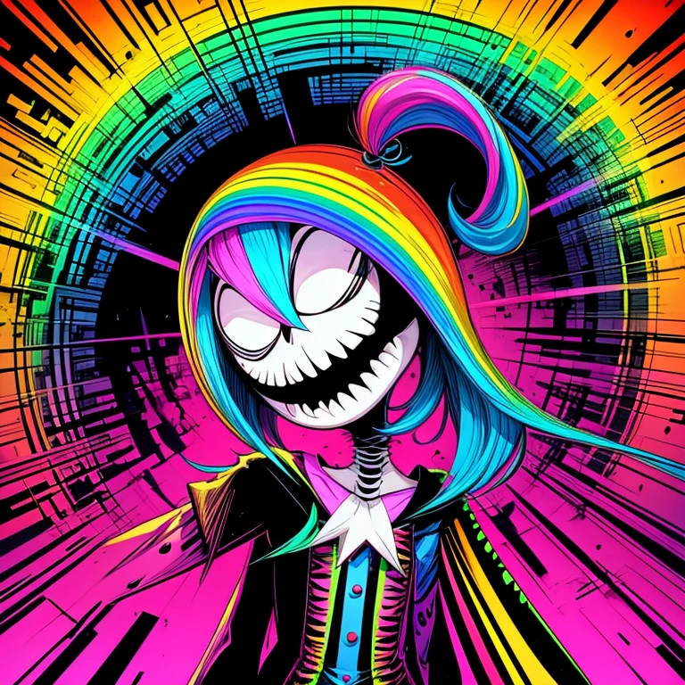 Psychedelic, bright, rainbow, jack skellington, cartoon