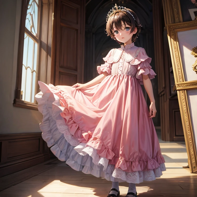 painting of boy, wearing princess dress